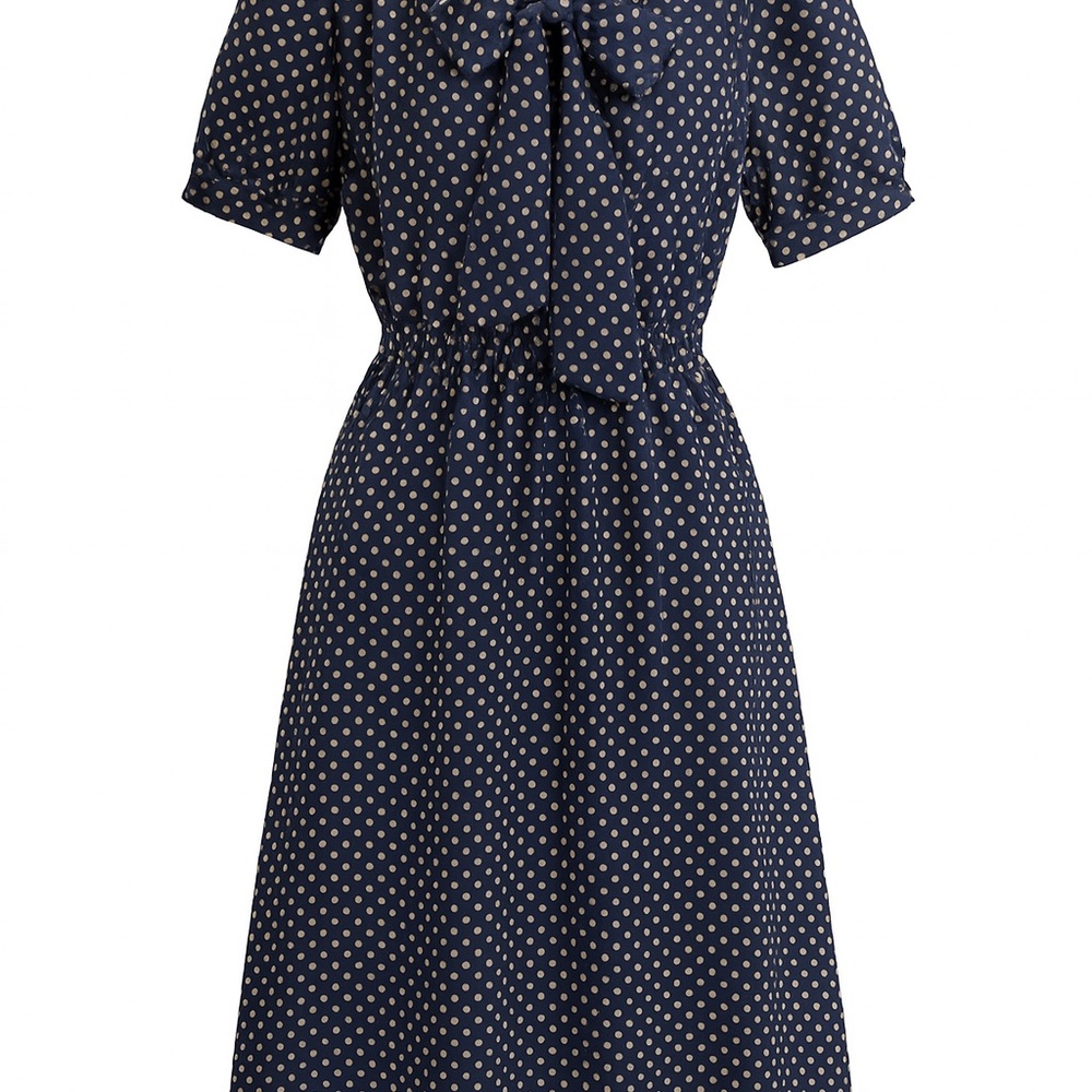 Navy Polka Dot Dress